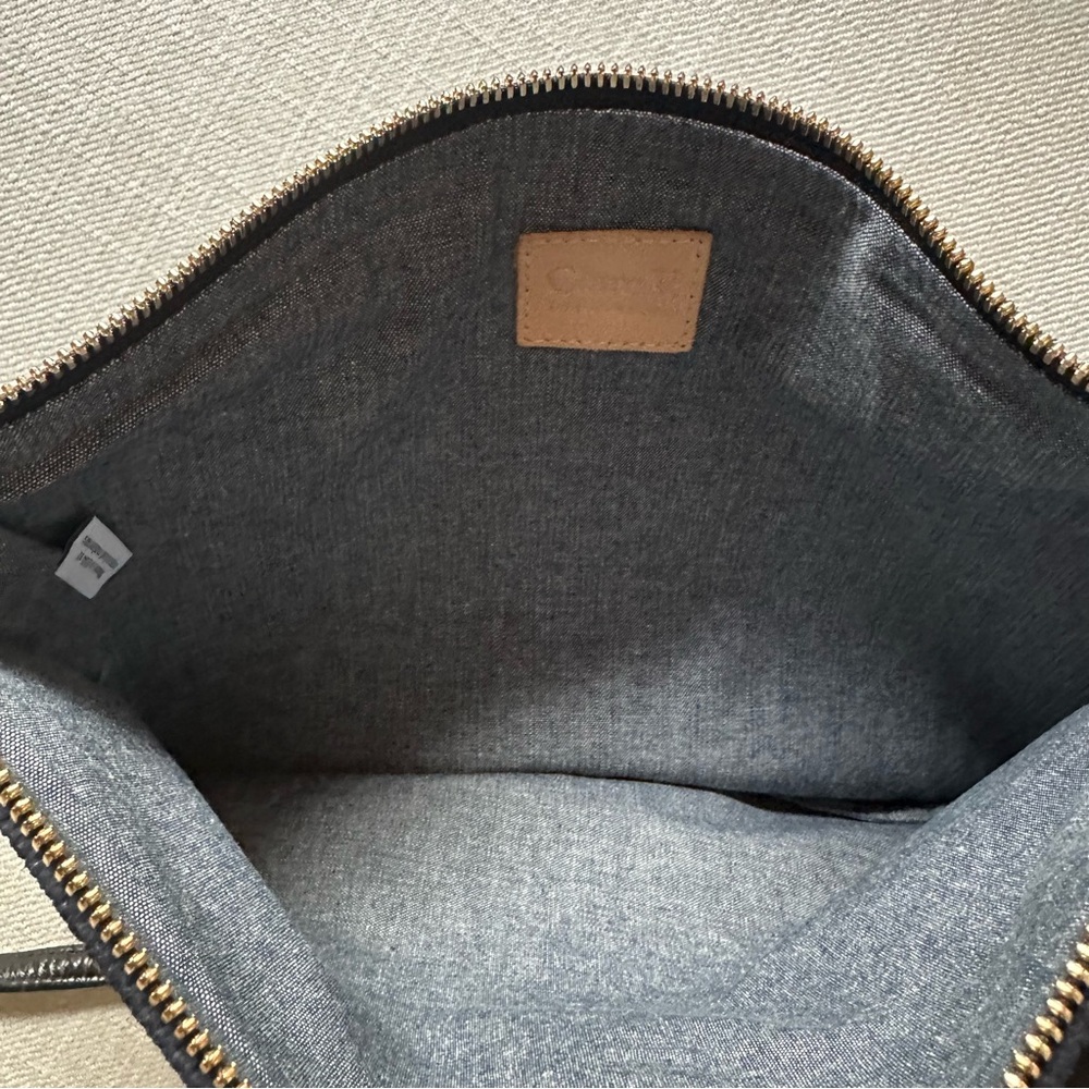 Clare V Sac Bretelle Navy Perf Suede w Stripes Crossbody Bag - Picture 5 of 6